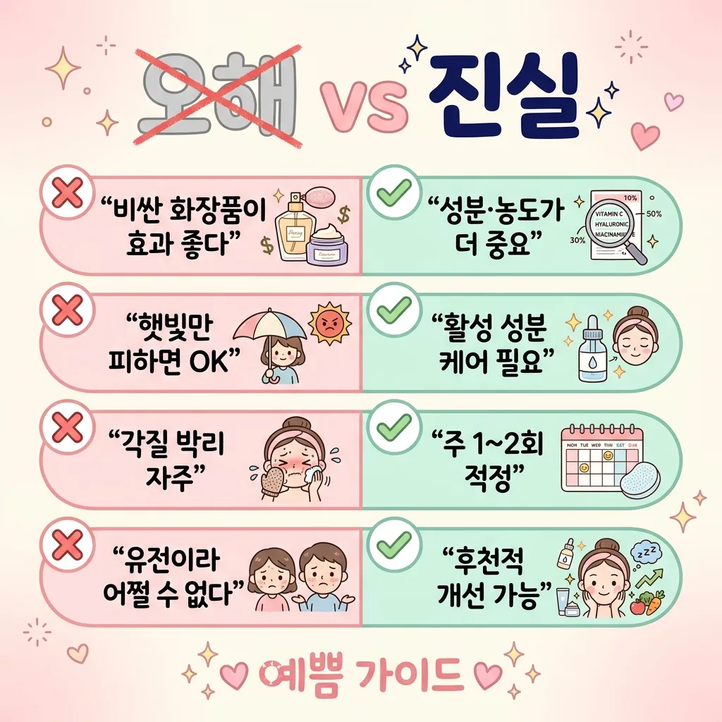 피부톤개선 흔한 오해 vs 진실 카와이 인포그래픽