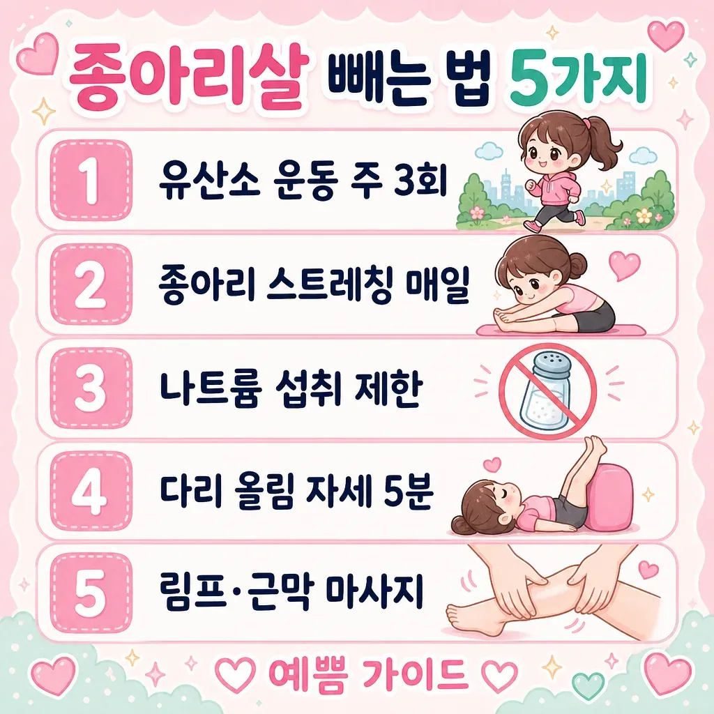 종아리살빼는법 5가지 핵심 전략 카와이 인포그래픽