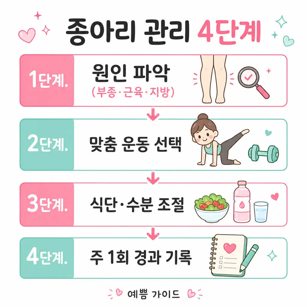종아리살빼는법 유형별 4단계 관리 카와이 인포그래픽