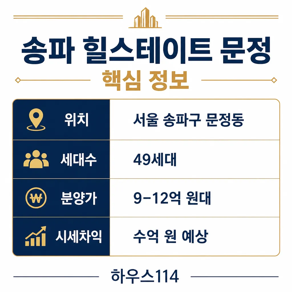 송파 힐스테이트 문정 49 핵심 정보 카와이 인포그래픽