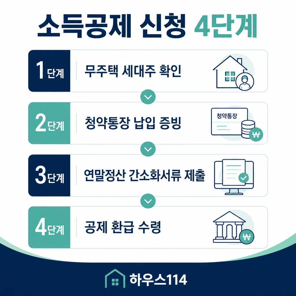 주택청약소득공제 신청 4단계 카와이 인포그래픽
