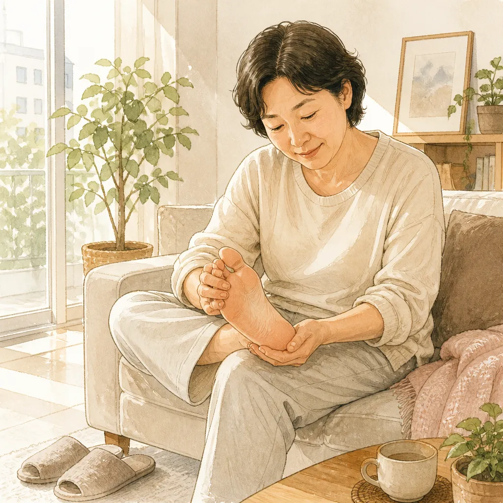 발 마사지하는 사람