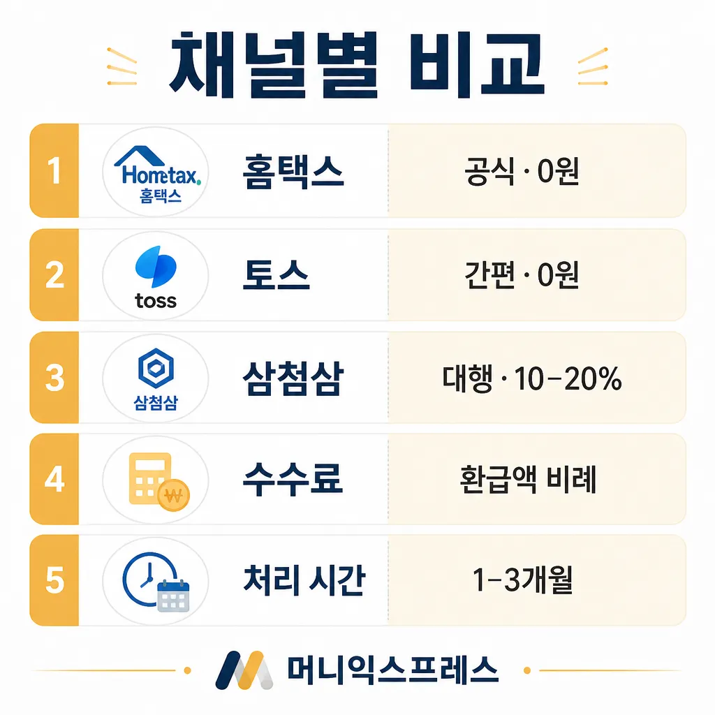 채널별 비교 시뮬레이션 인포그래픽