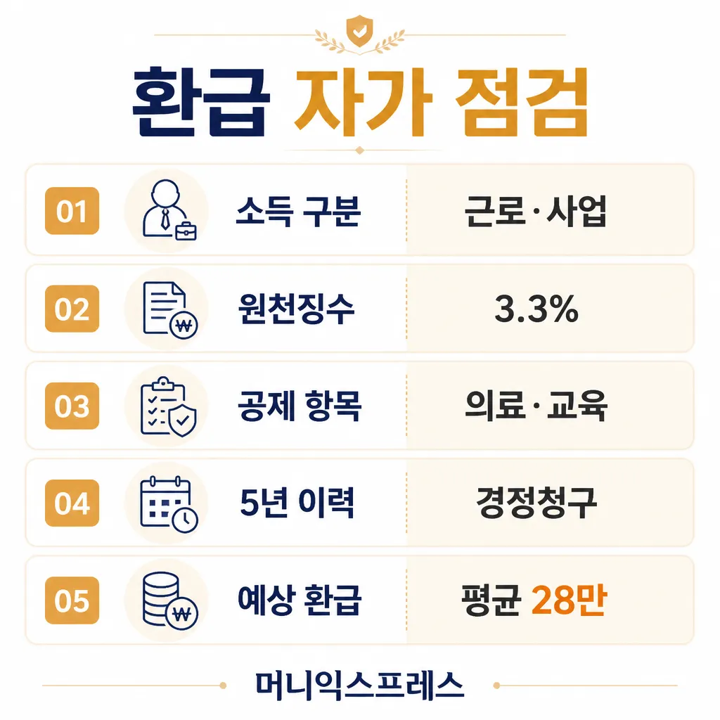 환급 자가 점검 5가지 인포그래픽