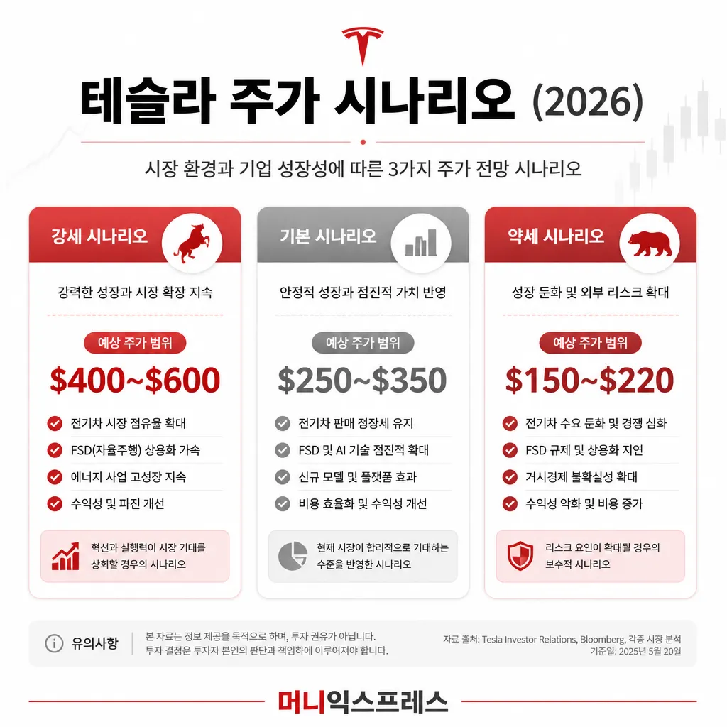 테슬라 주가 시나리오 카와이 인포그래픽