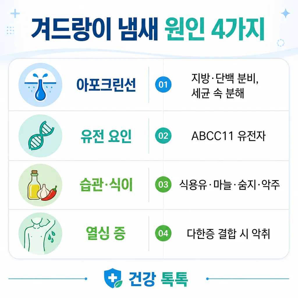 겨드랑이 냄새 원인 4가지 카와이 인포그래픽