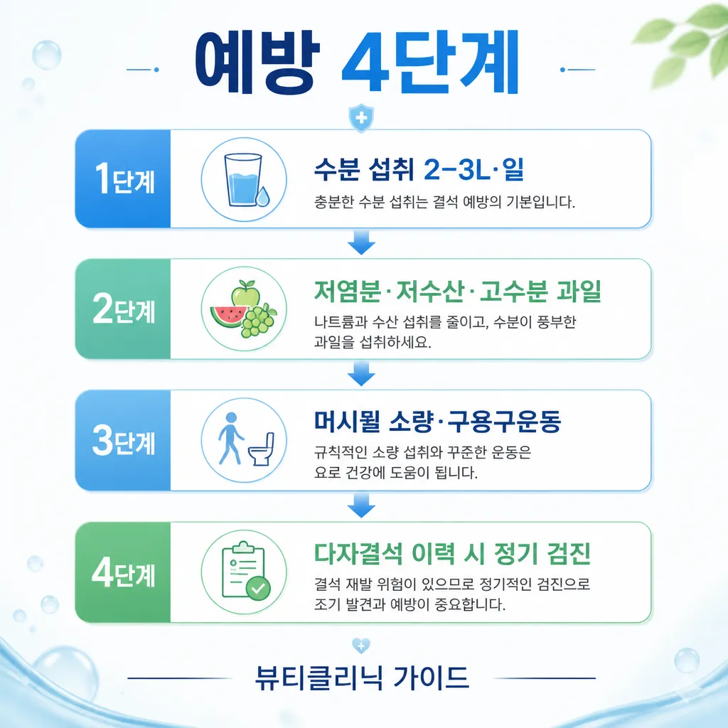 요로 결석 예방 4단계 카와이 인포그래픽