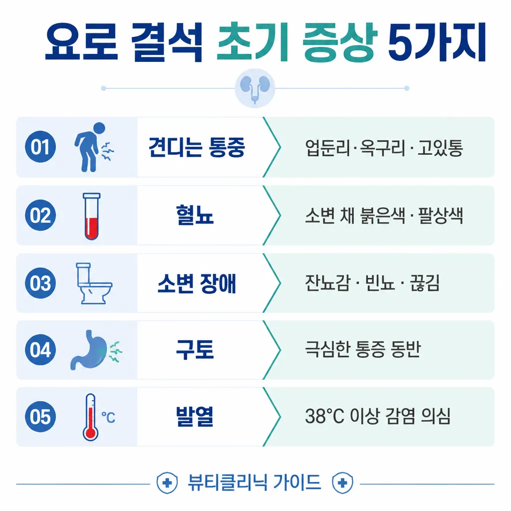 요로 결석 초기 증상 카와이 인포그래픽