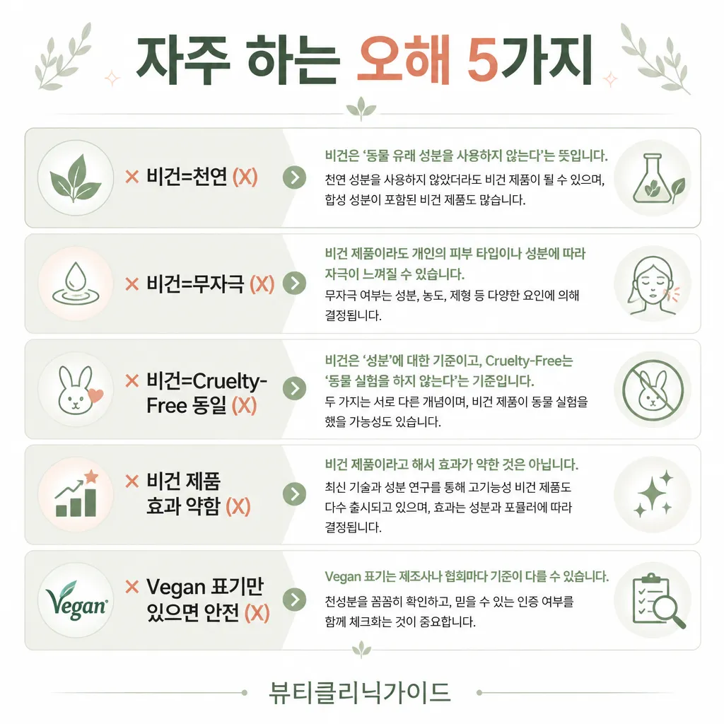 비건 뷰티 오해 5가지 카와이 인포그래픽