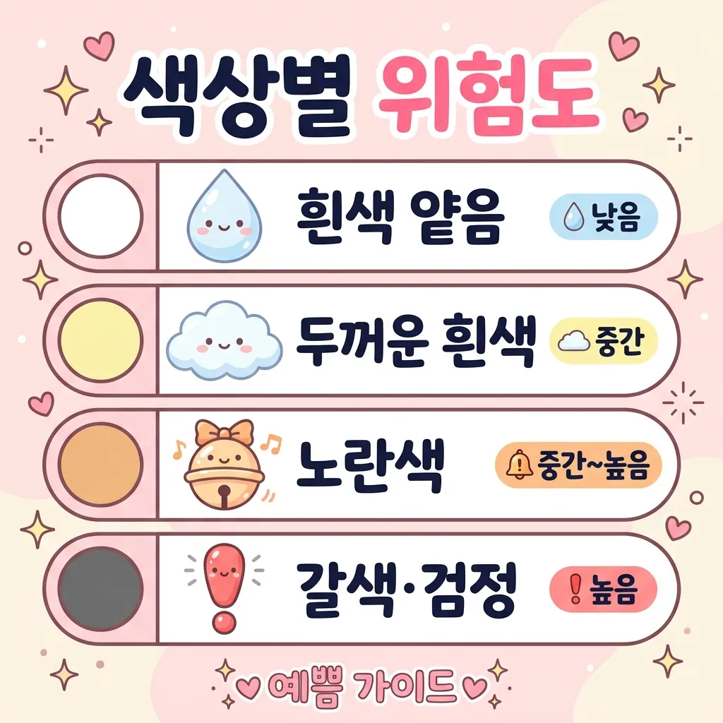 혀백태 색상별 위험도 매트릭스 카와이 인포그래픽