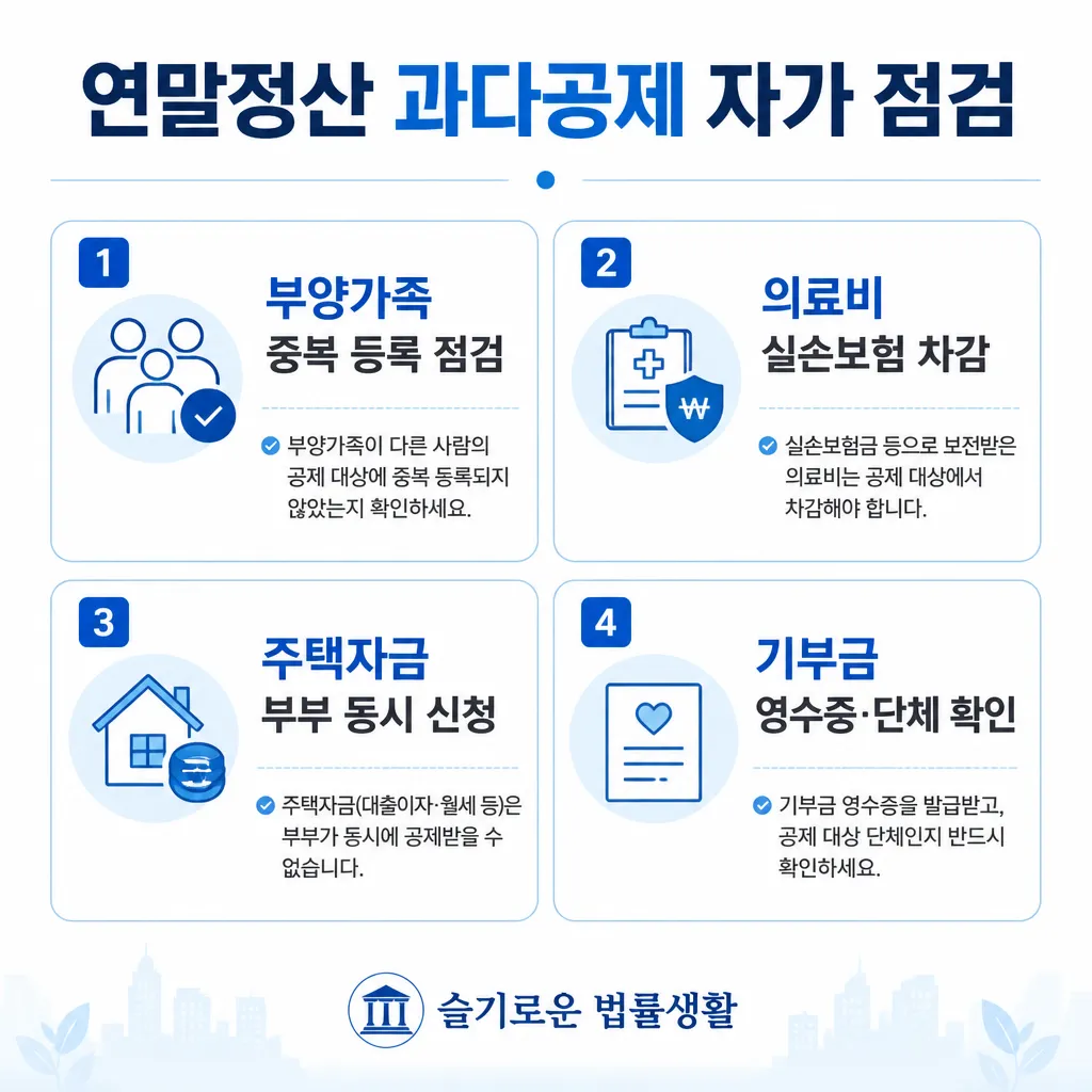 연말정산 과다공제 자가 점검 — 부양·의료·주택·기부금