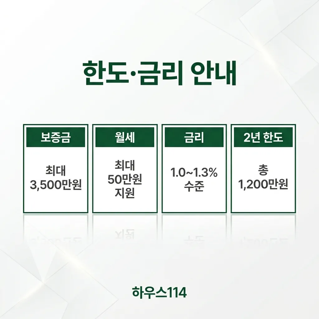 청년 월세 대출 한도·금리 — 보증금·월세·금리·2년