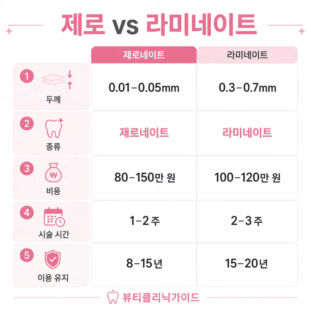 제로 vs 라미네이트 비교 인포그래픽