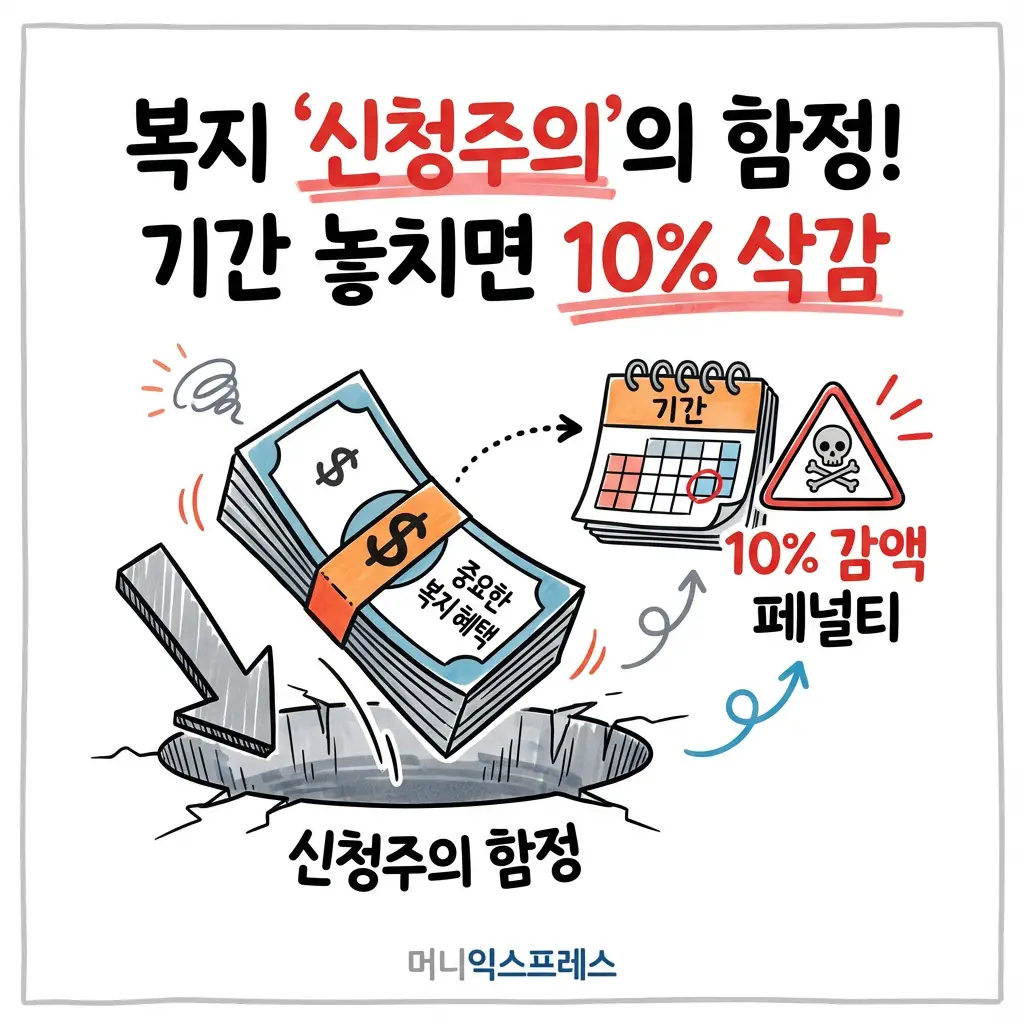 복지 신청주의 함정 기간 놓치면 10% 삭감 페널티 주의 지원금 신청 기간 마감일 꿀팁