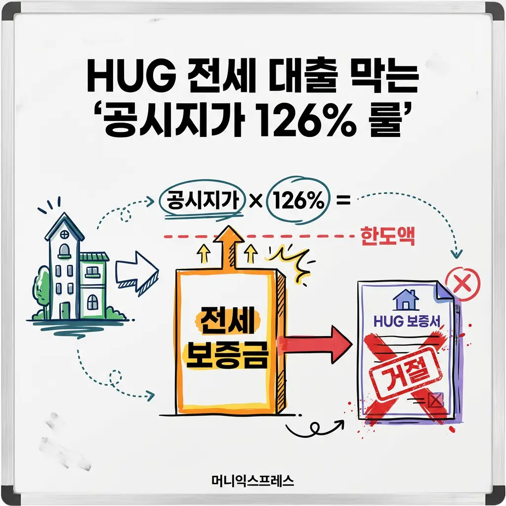 HUG 전세 대출 한도를 제한하는 공시지가 126% 룰과 보증 거절 원인 설명