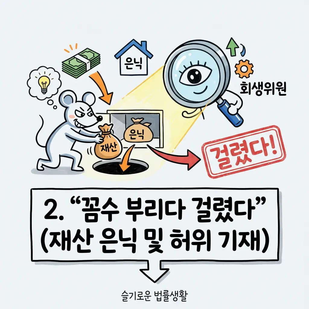 회생위원 조사에서 발각되는 재산 은닉 및 소득 허위 기재 기각 사유