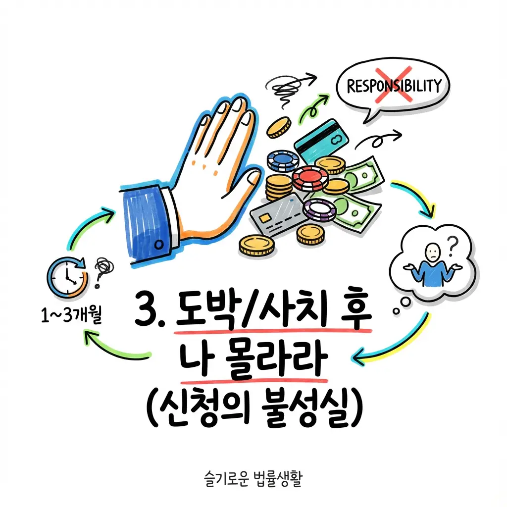 최근 대출 후 도박 및 사치로 인한 불성실한 개인회생 신청 기각 사유