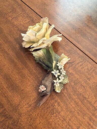 Porcelain floral spray with yellow rose by Capodimonte, Italy