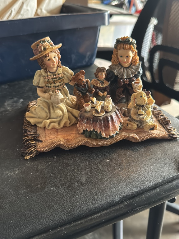 Resin figurine titled 'Tea for Four' from Yesterdays' Child Dollstone Collection by Boyds