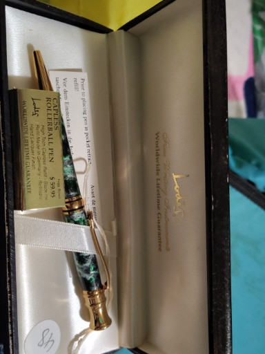 Colibri Le Grand green marbled resin ballpoint pen with gold-plated trim