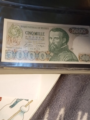 Belgisch bankbiljet van 5000 frank uitgegeven door de Nationale Bank van België