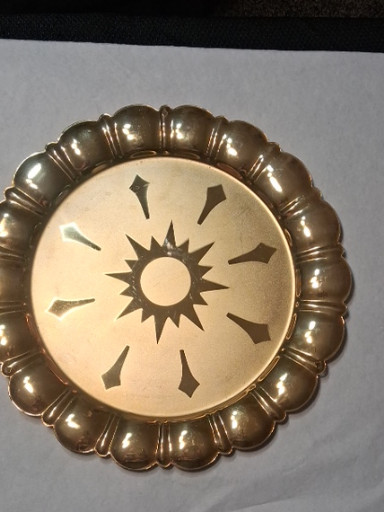 Electroplated metal decorative plate with starburst design by Forman Brothers