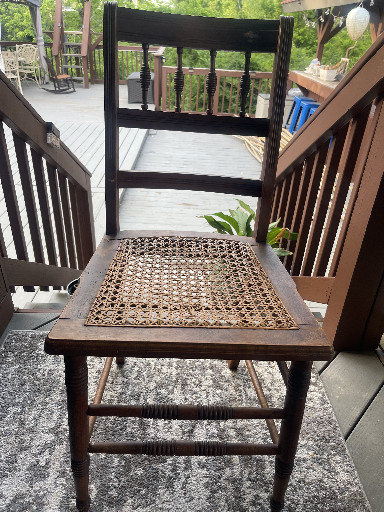 Wooden dining chair with caned seat by Lambert Hitchcock