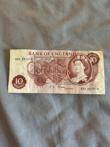 Bank of England 10 Shillings banknote signed by J.S. Fforde