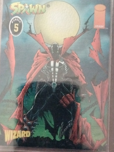 Wizard promotional chromium trading card #5 featuring Spawn character by Todd McFarlane