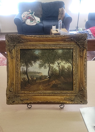 Oil painting titled 'Herders' attributed to Alfred Vickers Sr.
