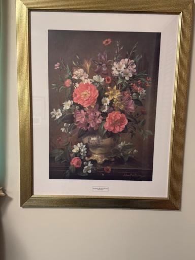 Offset lithograph print titled 'Blossom, Iris and Peonies' by Albert Williams