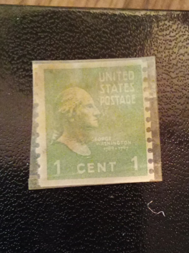 United States 1-cent postage stamp featuring George Washington, green