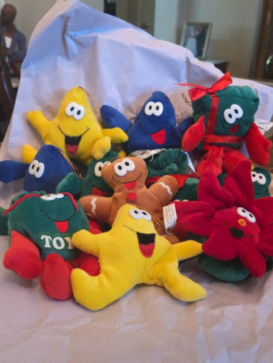 Collection of 11 Dandee 'Merry Beans' plush Christmas ornaments, Eckerd exclusive