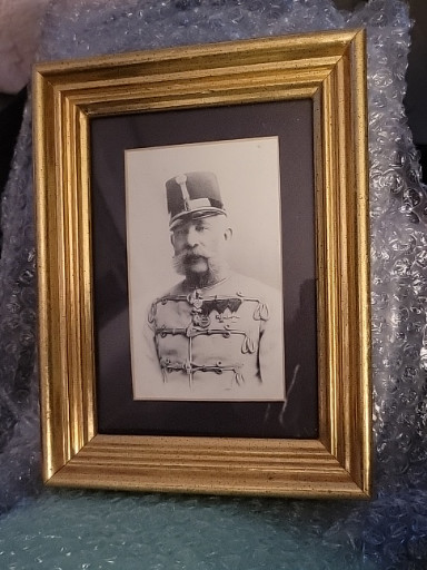Framed reproduction print of Emperor Franz Joseph I of Austria in military uniform, produced by Old America Store