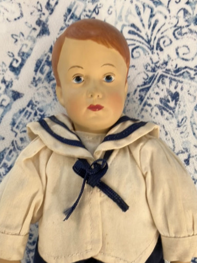Antique German bisque shoulderhead boy doll in sailor suit