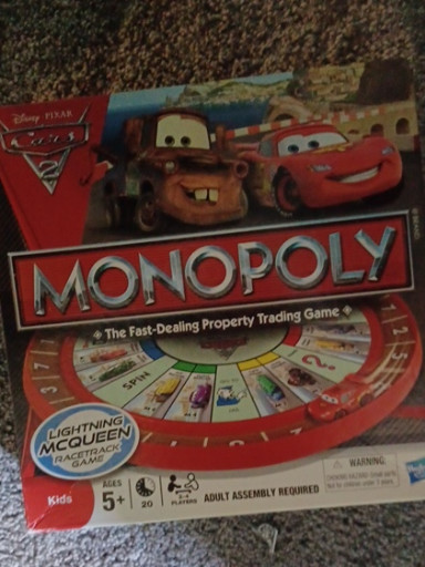 Hasbro board game 'Monopoly: Disney Pixar Cars 2 Edition' featuring Lightning McQueen