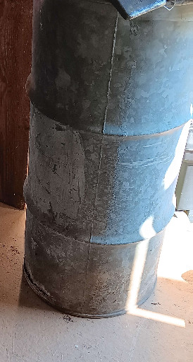 Vintage galvanized steel 55-gallon drum barrel