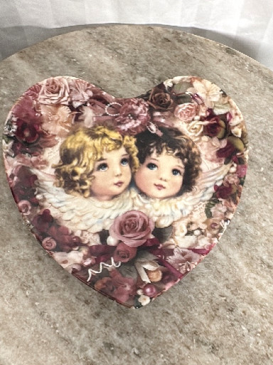 Heart-shaped porcelain collector plate from 'Heavenly Hearts' series by The Crestley Collection