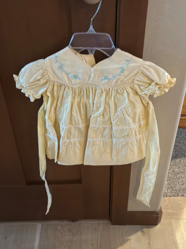 Vintage hand-smocked cotton baby dress with embroidered collar, circa 1950s-1960s