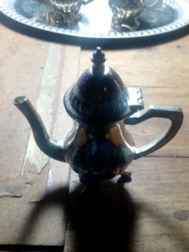 Miniature silver-plated brass teapot in North African style