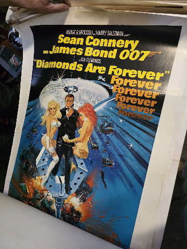 Original movie poster for 'Diamonds Are Forever' (1971), starring Sean Connery as James Bond