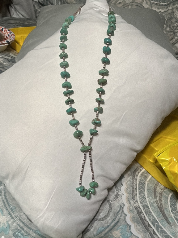 Turquoise and heishi bead necklace in Native American style