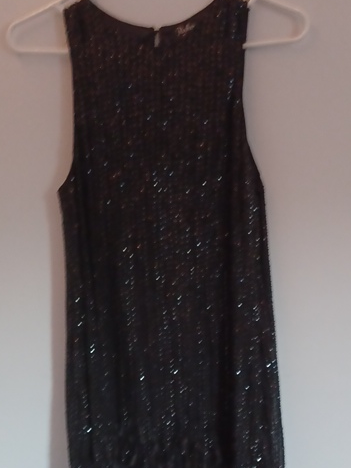 Black sequined sleeveless dress by Parker