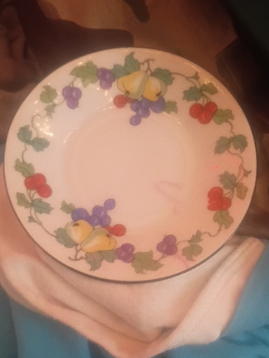 Porcelain dinner plate with hand-painted fruit and vine motif, 'Melina' pattern by Villeroy & Boch