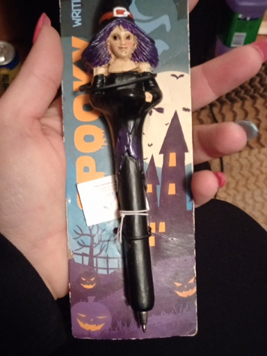 Plastic novelty pen titled 'Spooky Witch' by Planet Pen