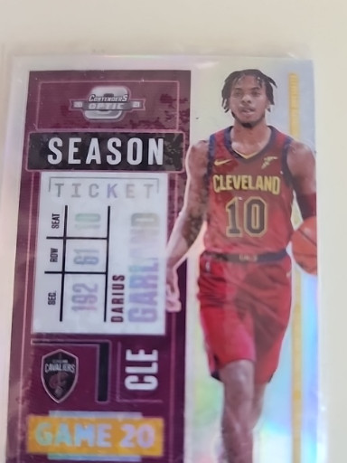 2020-21 Panini Contenders Optic 'Season Ticket' trading card featuring Darius Garland #1