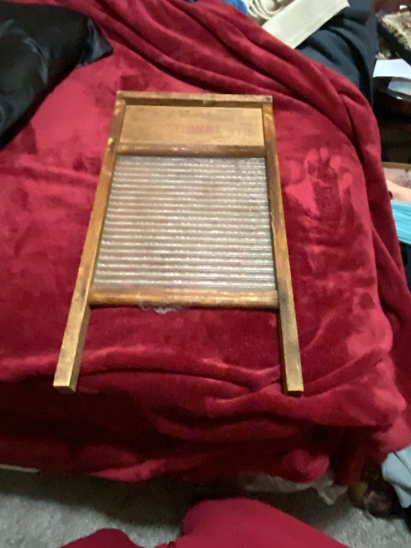 Vintage wooden and glass washboard
