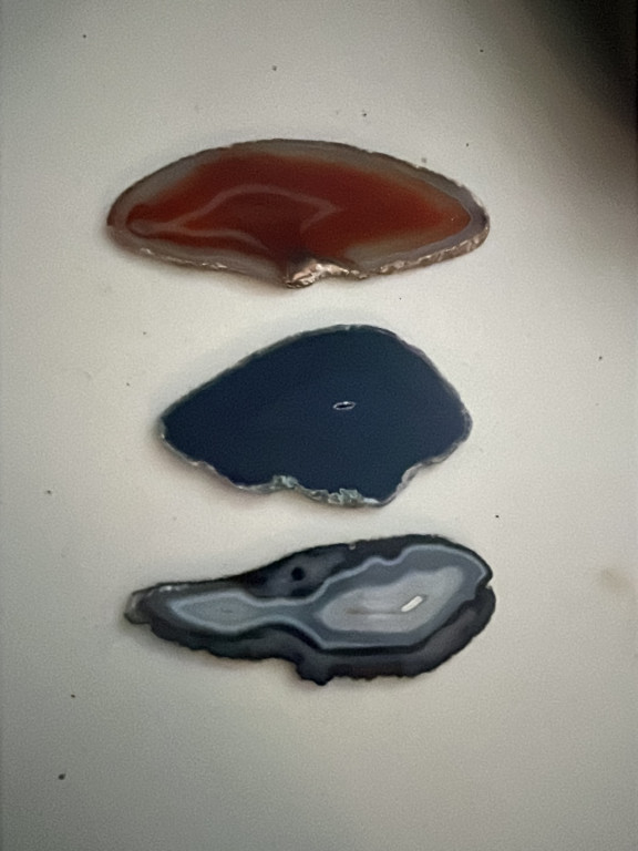 Polished agate slices, natural mineral specimens