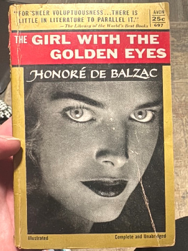 Paperback book titled 'The Girl with the Golden Eyes' by Honoré de Balzac, Avon edition No. 697