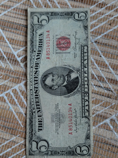 1953 $5 United States Note with red seal